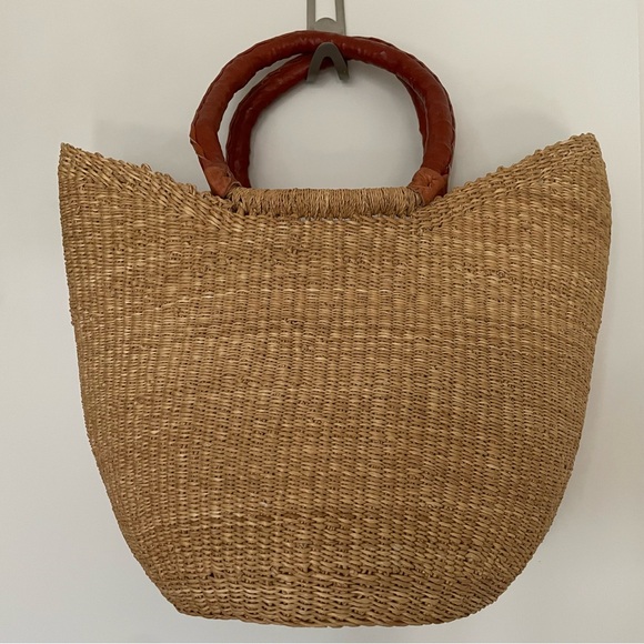 Handmade S.Africa Handbags - S. African Handmade Straw Genuine Leather Camel Large Tote Bag NWOT New!